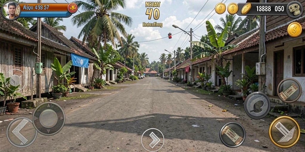 Karakter utama melakukan aksi epik di level menengah.